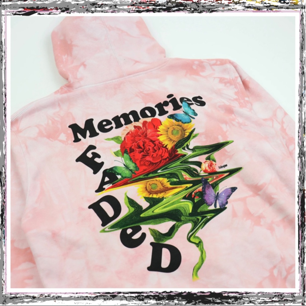 M Civil Regime Faded Memories Hoodie in Clouds Wash- strength in numbers